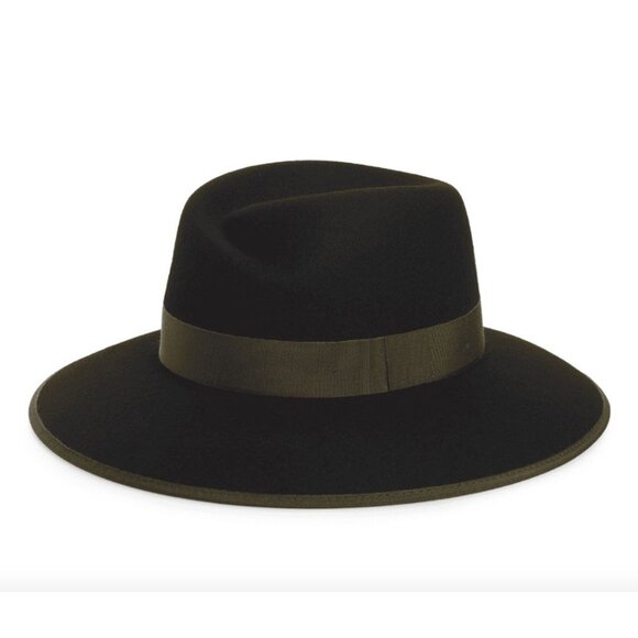 NWT Rag & Bone Zoe Fedora Wide Brim Wool Felt Hat Ribbon Band Black Wool NEW - Picture 7 of 7